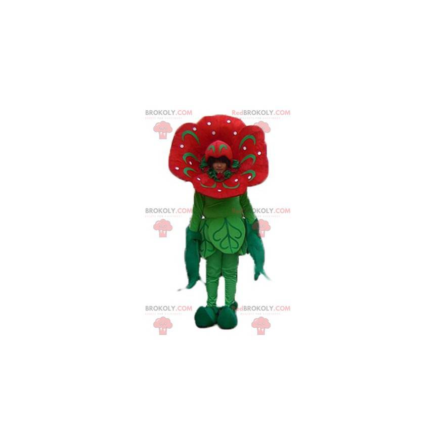 Mascote gigante com flores vermelhas e verdes - Redbrokoly.com