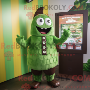 Maskot karakter av en grønn...