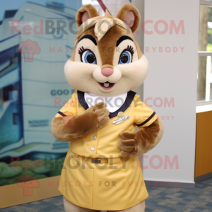 Guld Chipmunk maskot kostym...