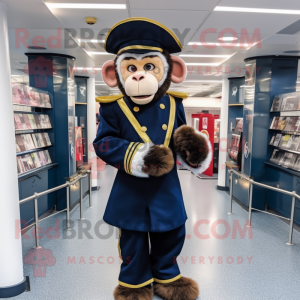 Navy Monkey mascot costume character dressed with a Empire Waist Dress and Headbands