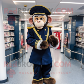 Navy Monkey mascot costume character dressed with a Empire Waist Dress and Headbands