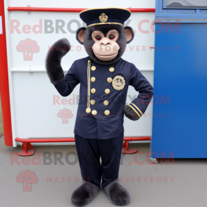 Navy Monkey mascot costume character dressed with a Empire Waist Dress and Headbands