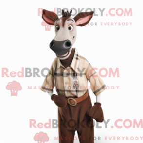 Característica de máscara de um ocapi com uma máscara de knapper e belter - Mascotes Okapi - REBROKO_407379 - RedBrokoly.com