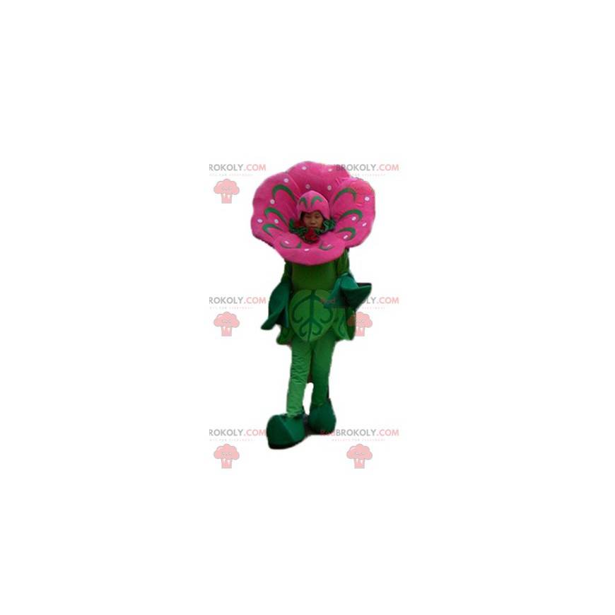 Beeindruckendes und realistisches Maskottchen mit rosa und Beeindruckendes und realistisches Maskottchen mit rosa und