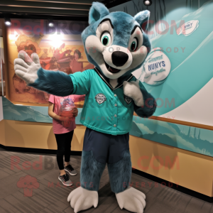 Teal Wolf mascotte kostuum...