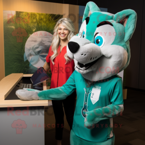 Teal Wolf mascotte kostuum...