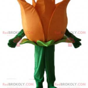 Mascote muito gigante de flor laranja e verde - Redbrokoly.com