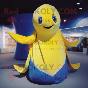 Yellow Blue Whale maskot...