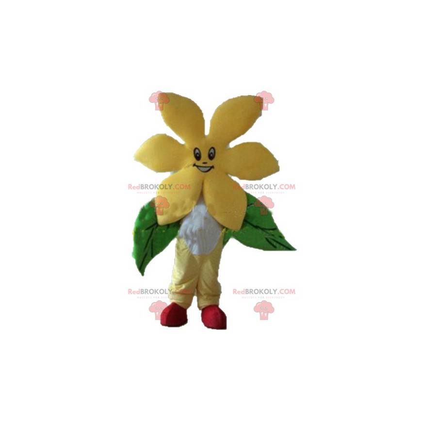 Mascote de flor amarela muito sorridente - Redbrokoly.com