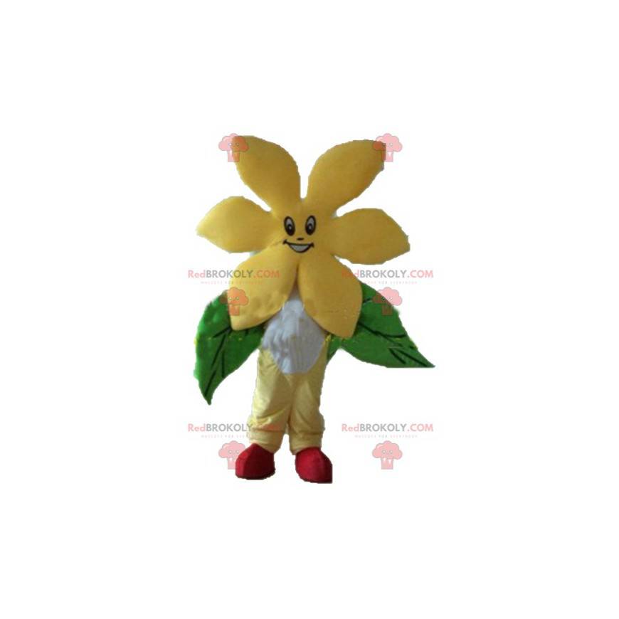 Mascotte fiore giallo molto sorridente - Redbrokoly.com