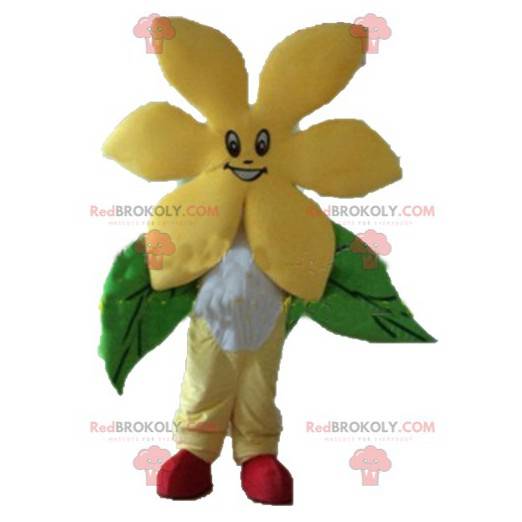 Mascote de flor amarela muito sorridente - Redbrokoly.com