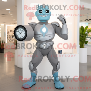 Maskotfigur av en grå...