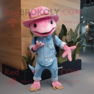 Rosa Axolotls maskotdräkt...