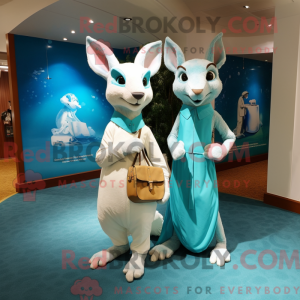 Maskotkarakter av en cyan...