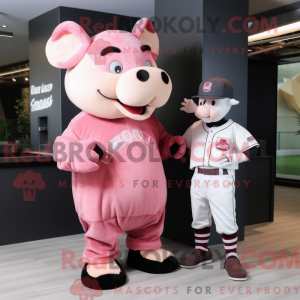 Maskotkarakter av et rosa...