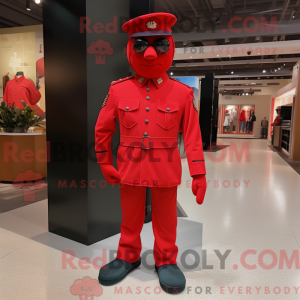 Mascottefiguur van een rode...