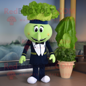 Navy Celery mascot costume character dressed with a Windbreaker and Bow ties