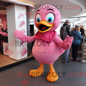 Maskotkarakter av en rosa...