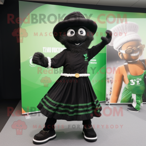 Black Leprechaun mascot costume character dressed with a Midi Dress and Scarves