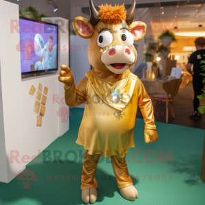 Gold Guernsey Cow maskot...