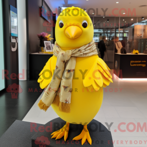 Maskot karakter af en gul...