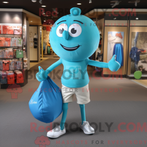 Maskot karakter af en cyan...