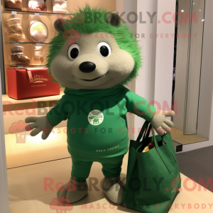 Maskot-karakter av en grønn...