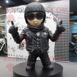 Black Pendant mascot costume character dressed with a Biker Jacket and Eyeglasses