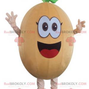 Mascotte de potiron de citrouille de melon drôle et souriant -