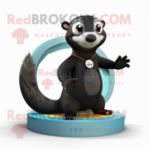 Black Mongoose mascot costume character dressed with a Tank Top and Rings
