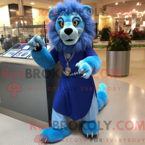 Maskot-karakter af en blå...