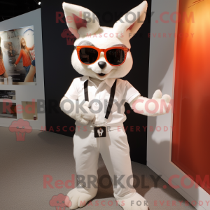 Maskotfigur af en hvid vild...
