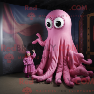 Maskottchenfigur eines rosa...