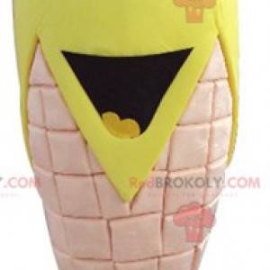 Fantastica mascotte gialla e rosa della pannocchia di mais -