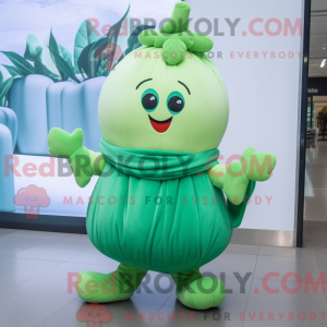 Maskot karaktär av en grønn...