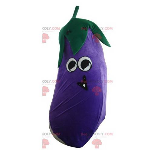 Mascot gigantiske lilla aubergine og imponerende -