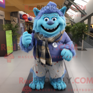 Maskotfigur af en Blue Ogre...