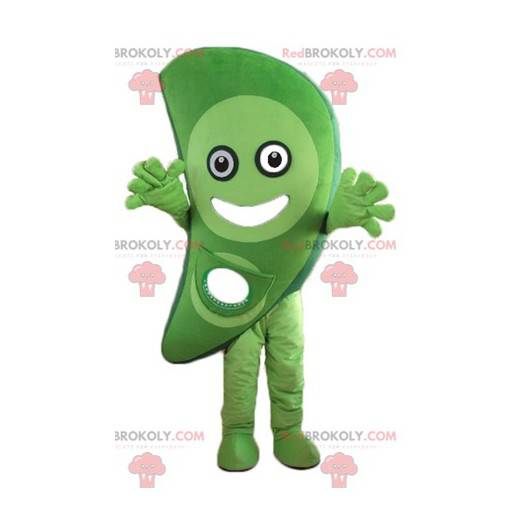 Meget smilende grøn maskot med grøntsagsfrugt - Redbrokoly.com