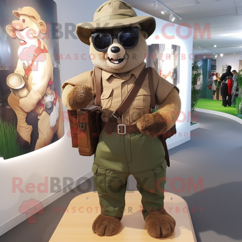 nan Para Commando mascot costume character dressed with a Dungarees and Briefcases nan Para Commando mascot costume character dressed with a Dungarees and Briefcases