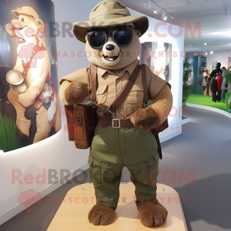 nan Para Commando mascot costume character dressed with a Dungarees and Briefcases