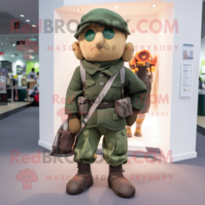 nan Para Commando mascot costume character dressed with a Dungarees and Briefcases