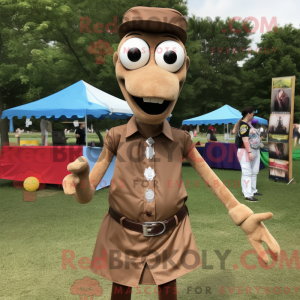 Mascot character of a Brown...