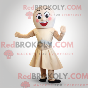 Maskotkarakter af en beige...