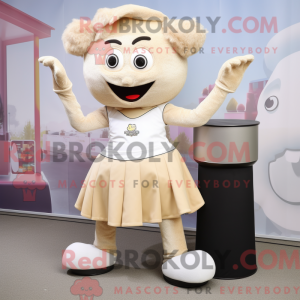 Maskotkarakter av en beige...