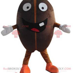 Giant coffee bean cocoa bean mascot very smiling -