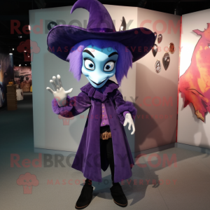 Lavender Vampire mascot costume character dressed with a Flare Jeans and Cummerbunds