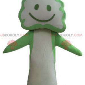 Mascote da árvore de flores de brócolis verde e branco -