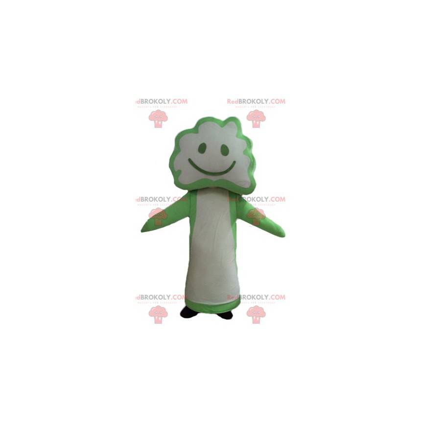 Mascotte d'arbre de fleur de brocoli vert et blanc -