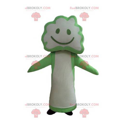 Mascotte d'arbre de fleur de brocoli vert et blanc -