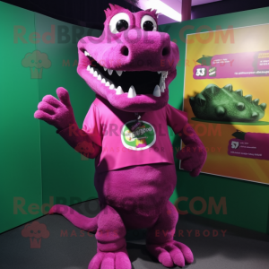 Magenta krokodil maskot...